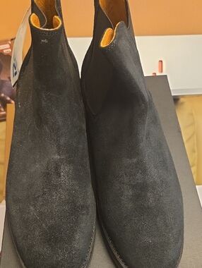 Ralph Lauren Black Suede Chelsea Boots with Tan Lining